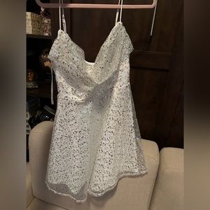 Selfie Leslie White Sequin Skater Dress